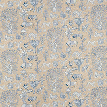 Load image into Gallery viewer, SCHUMACHER ANIMALIA FABRIC / BLUE &amp; NATURAL