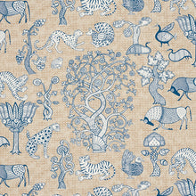 Load image into Gallery viewer, SCHUMACHER ANIMALIA FABRIC / BLUE &amp; NATURAL