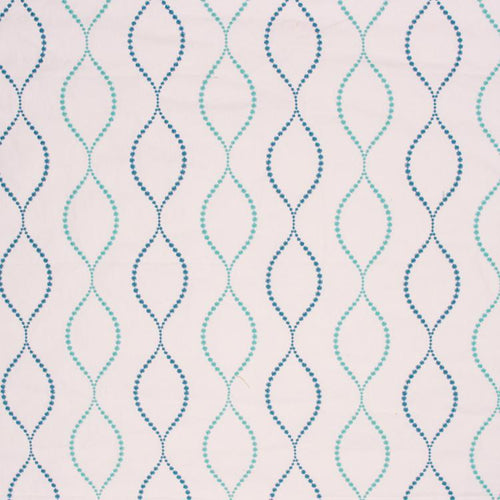 Embroidered Cotton Trellis Drapery Fabric Blue / Aqua RMIL1