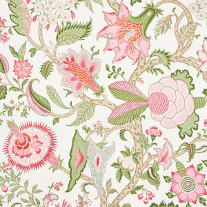 SCHUMACHER ARBORVITAE FABRIC / PINK & LEAF