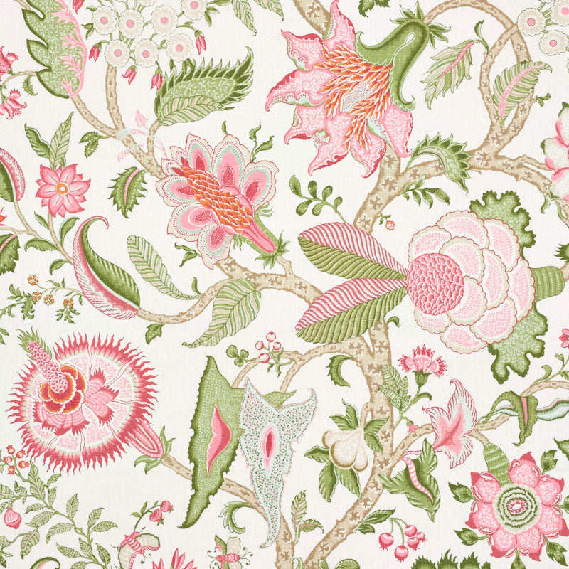SCHUMACHER ARBORVITAE FABRIC / PINK & LEAF