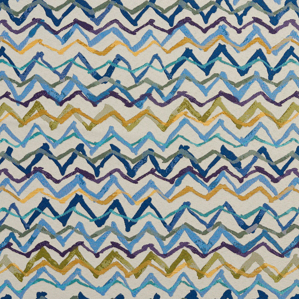 Essentials Abstract Upholstery Drapery Fabric Aqua Blue Green Yellow White / 10560-04