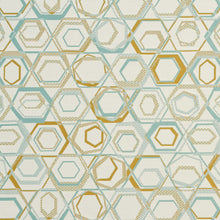 Load image into Gallery viewer, Essentials Upholstery Drapery Abstract Fabric / Aqua Gold