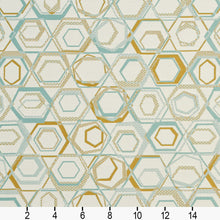 Load image into Gallery viewer, Essentials Upholstery Drapery Abstract Fabric / Aqua Gold