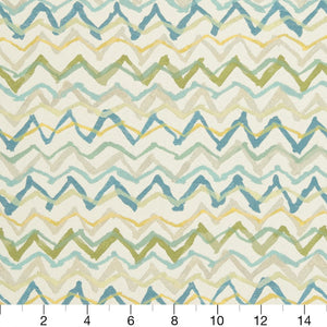 Essentials Abstract Upholstery Drapery Fabric Aqua Lime Yellow Beige White / 10560-02