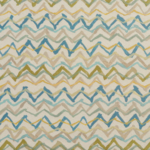 Essentials Abstract Upholstery Drapery Fabric Aqua Lime Yellow Beige White / 10560-02