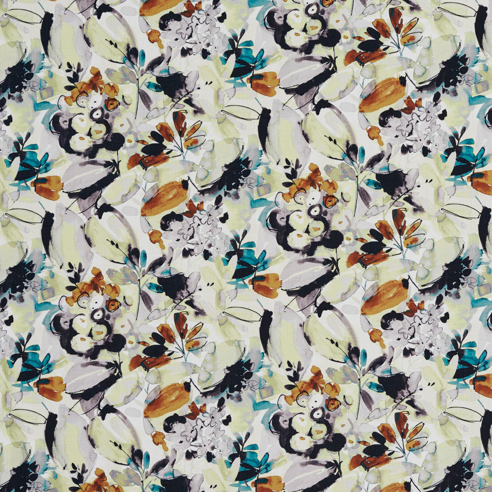 Essentials Drapery Upholstery Abstract Fabric / Black Brown Navy Ivory