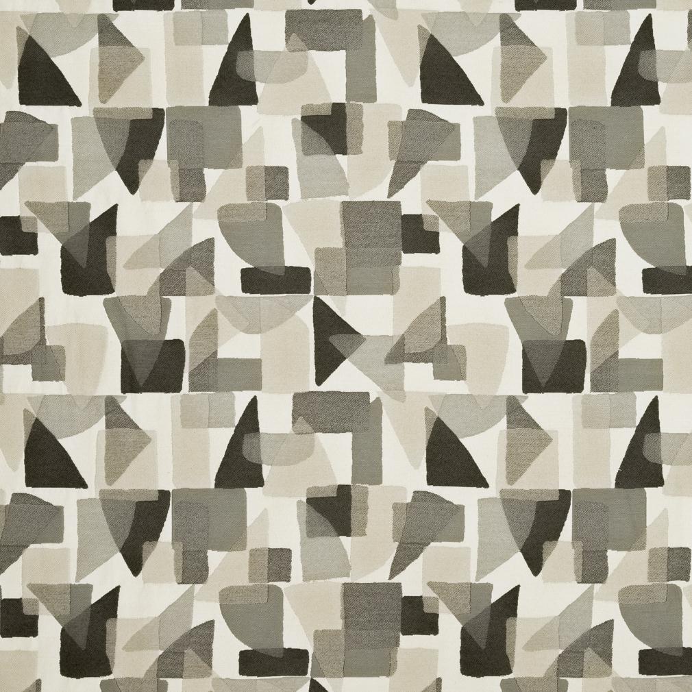 Essentials Heavy Duty Abstract Upholstery Drapery Fabric / Black Gray Beige