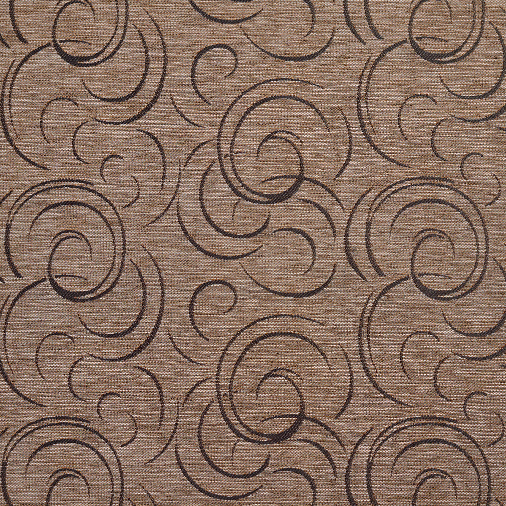 Essentials Heavy Duty Upholstery Drapery Abstract Fabric Brown / Sable Swirl