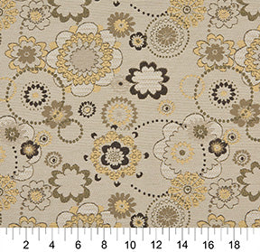 Essentials Outdoor Upholstery Drapery Abstract Floral Fabric / Tan Brown Yellow