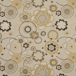 Essentials Outdoor Upholstery Drapery Abstract Floral Fabric / Tan Brown Yellow