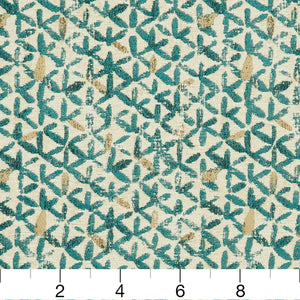 Essentials Upholstery Drapery Abstract Fabric / Teal Yellow