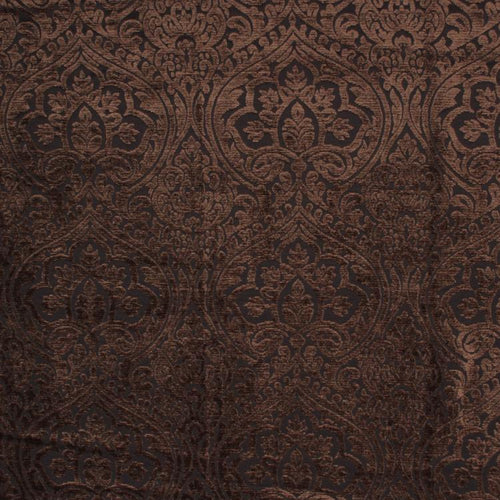 Amalfi Chenille Damask Brown Upholstery Fabric / Black Walnut