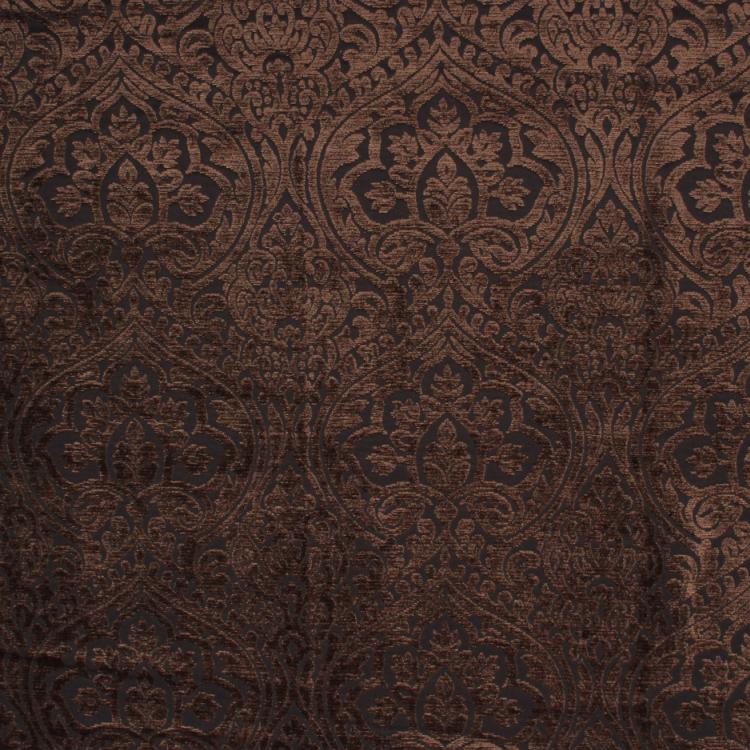 Amalfi Chenille Damask Brown Upholstery Fabric / Black Walnut