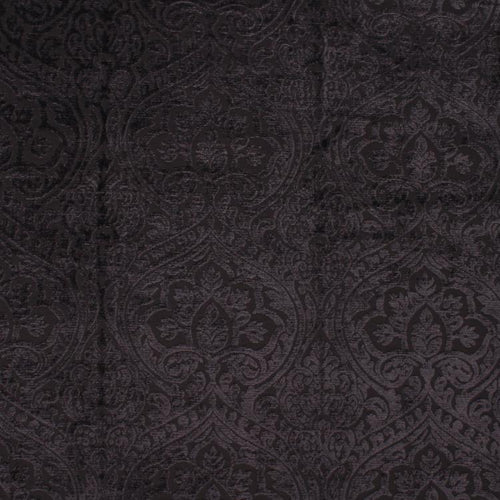 Amalfi Charcoal Black Chenille Damask Upholstery Fabric / Shadow
