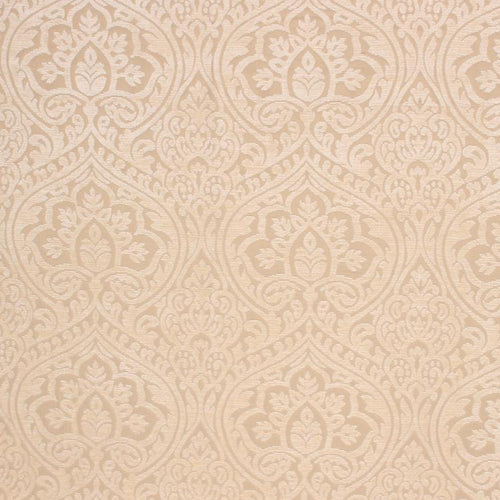 Amalfi Chenille Damask Beige Upholstery Fabric / White Chocolate
