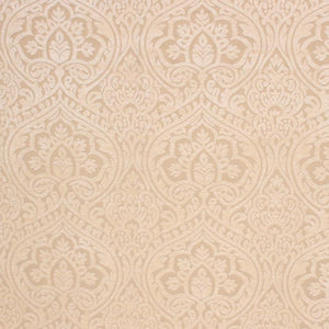 Amalfi Chenille Damask Beige Upholstery Fabric / White Chocolate