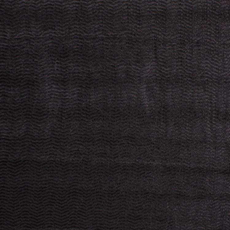Amalfi Stripe Wave Black Chenille Upholstery Fabric / Shadow
