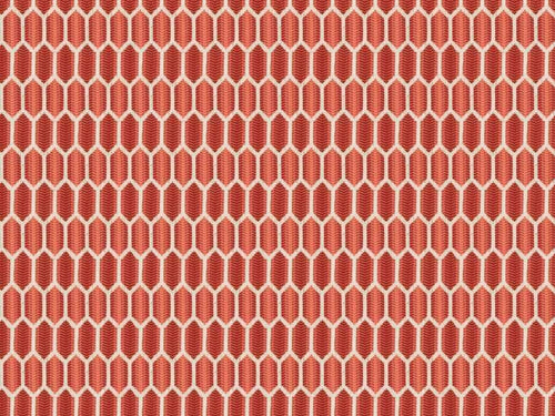 Crypton Water & Stain Resistant Coral Red Cream Geometric Upholstery Drapery Fabric