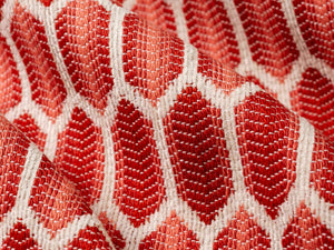 Crypton Water & Stain Resistant Coral Red Cream Geometric Upholstery Drapery Fabric