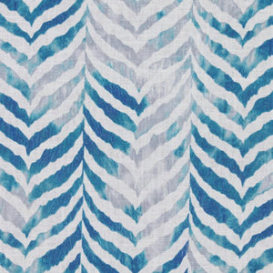 Animal Print Tiger Aqua Blue Teal Turquoise White Cotton Linen Drapery Fabric / Surf