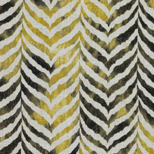Animal Print Tiger Black Gray Yellow White Cotton Linen Drapery Fabric / Pyrite