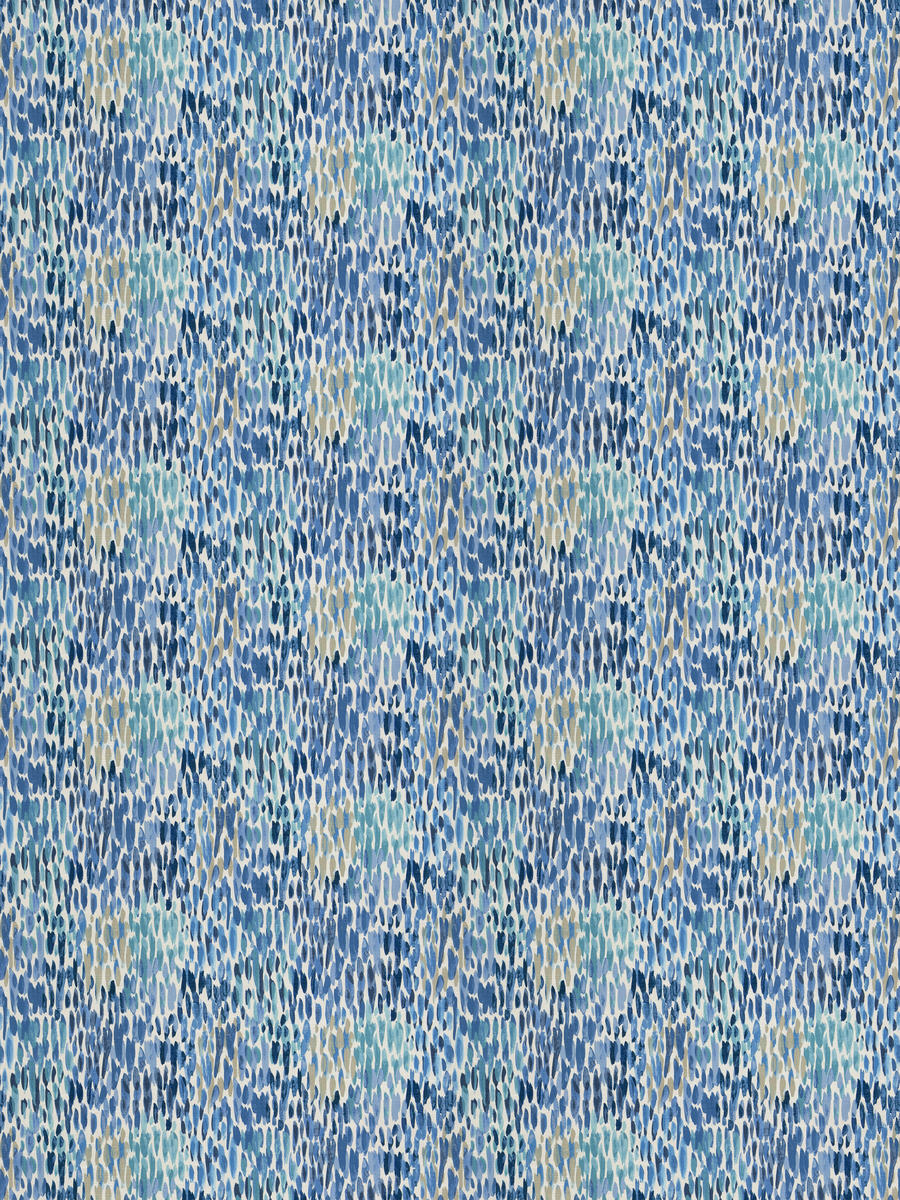 2 Colors Abstract Navy Turquoise Aqua Blue Beige Drapery Fabric