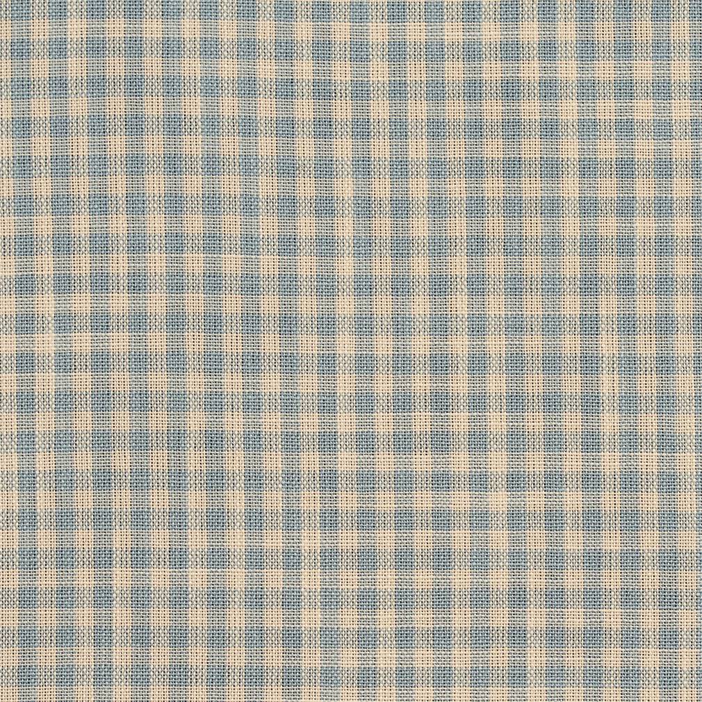 Essentials Aqua Beige Checkered Upholstery Drapery Fabric / Cornflower Gingham