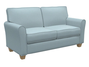 Essentials Aqua Beige Plaid Upholstery Drapery Fabric / Cornflower Checkerboard