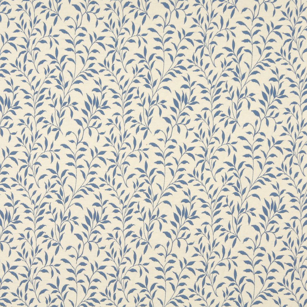 Essentials Aqua Blue Green White Botanical Leaf Floral Upholstery Fabric