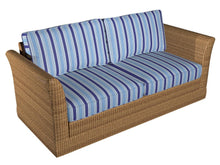 Load image into Gallery viewer, Essentials Outdoor Stain Resistant Upholstery Drapery Fabric Aqua Blue / Ocean Stripe