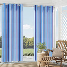 Load image into Gallery viewer, Essentials Outdoor Stain Resistant Upholstery Drapery Fabric Aqua Blue / Ocean Stripe