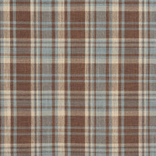 Load image into Gallery viewer, Essentials Aqua Brown Beige Checkered Upholstery Drapery Fabric / Cornflower Plaid