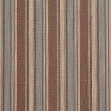 Load image into Gallery viewer, Essentials Aqua Brown Beige Upholstery Drapery Fabric / Cornflower Stripe