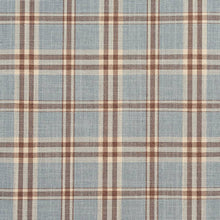 Load image into Gallery viewer, Essentials Aqua Brown Cream Checkered Plaid Upholstery Drapery Fabric / Cornflower Tartan