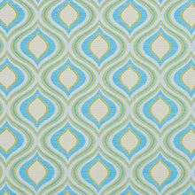 Load image into Gallery viewer, Essentials Outdoor Stain Resistant Upholstery Drapery Fabric Aqua Yellow / Lagoon Lantern