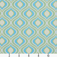 Load image into Gallery viewer, Essentials Outdoor Stain Resistant Upholstery Drapery Fabric Aqua Yellow / Lagoon Lantern
