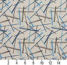 Load image into Gallery viewer, Essentials Aqua Navy Blue Cream Brown Abstract Upholstery Fabric