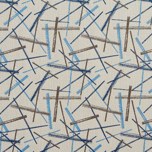 Essentials Aqua Navy Blue Cream Brown Abstract Upholstery Fabric