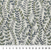 Load image into Gallery viewer, Essentials Aqua Teal Green White Botanical Leaf Upholstery Fabric