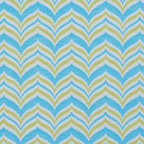 Essentials Outdoor Stain Resistant Upholstery Drapery Fabric Aqua Yellow / Lagoon Wave
