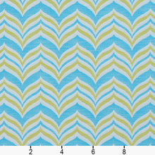 Load image into Gallery viewer, Essentials Outdoor Stain Resistant Upholstery Drapery Fabric Aqua Yellow / Lagoon Wave