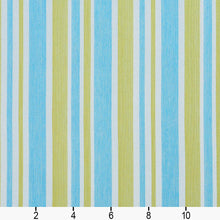 Load image into Gallery viewer, Essentials Outdoor Stain Resistant Upholstery Drapery Fabric Aqua Yellow / Lagoon Wide Stripe