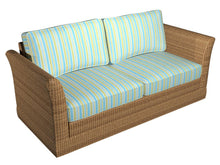 Load image into Gallery viewer, Essentials Outdoor Stain Resistant Upholstery Drapery Fabric Aqua Yellow / Lagoon Wide Stripe