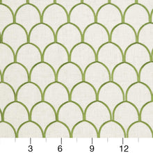 Load image into Gallery viewer, Essentials Heavy Duty Art Deco Embroidered Upholstery Drapery Fabric / Lime Green White