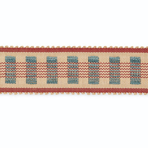 Schumacher Lucinda braid 7/8" Trim B220-5 / Ecru/Delft/Garnet
