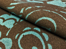 Load image into Gallery viewer, Water Resistant Outdoor Floral Brown Teal Blue Aqua Upholstery Fabric