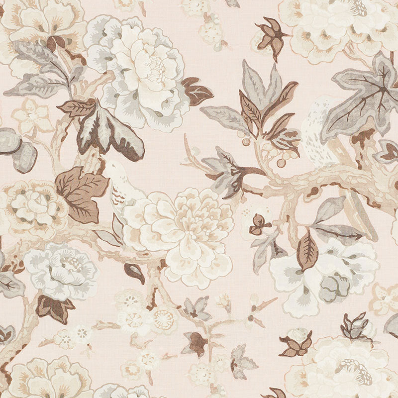 SCHUMACHER BERMUDA BLOSSOMS FABRIC / BLUSH