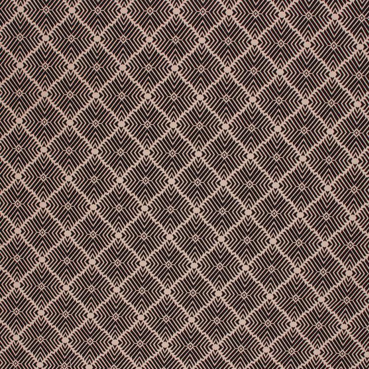 Cotton Geometric Ethnic African Drapery Fabric Beige Black Diamond / Black Sand RMIL6