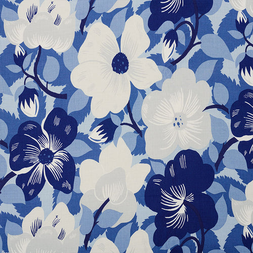 SCHUMACHER MAGNOLIAS FABRIC / BLUES